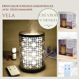 Bougie diffuseur d’ambiance parfumée Vela en verre et métal effet photophore avec télécommande