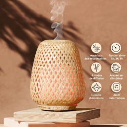 Diffuseur d'huiles essentielles en bambou Olaki pour diffusion saine par ultrason