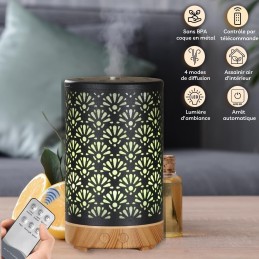 Diffuseur d'huiles essentielles Sofia en métal avec télécommande pour aromathérapie