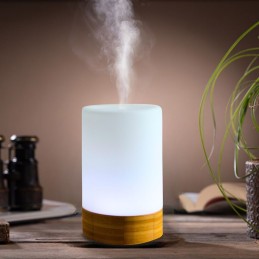 Diffuseur d'huile essentielle par ultrason Felisia en bambou et verre pour une ambiance parfumée et naturelle