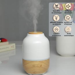 Diffuseur d'huile essentielle Purisia en bois et céramique pour aromathérapie, diffusion à froid des huiles essentielles