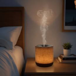 Diffuseur d'huiles essentielles Alesia, capot en toile de lin, diffusion à froid pour aromathérapie