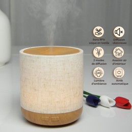 Diffuseur d'huiles essentielles Alesia, capot en toile de lin, diffusion à froid pour aromathérapie