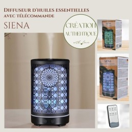 Diffuseur d'arôme avec télécommande en métal Siena, design élégant pour diffusion d'huiles essentielles