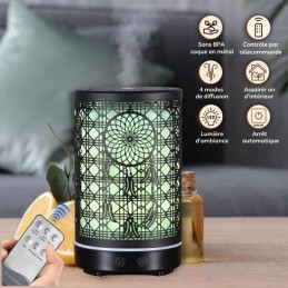 Diffuseur d'arôme avec télécommande en métal Siena, design élégant pour diffusion d'huiles essentielles