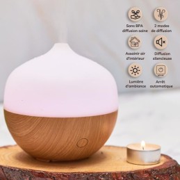 Diffuseur d'arôme Boopi pour huiles essentielles, design compact avec éclairage LED