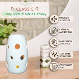 Brûleur céramique fondant parfumé Classic en céramique laquée avec design ajouré pour ambiance parfumée