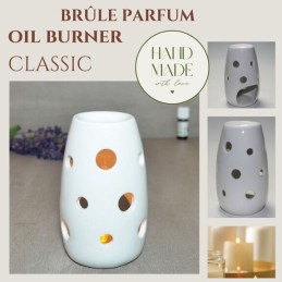 Brûleur céramique fondant parfumé Classic en céramique laquée avec design ajouré pour ambiance parfumée