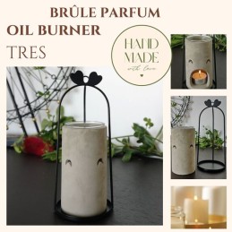 Brûle parfum et fondant en métal et ciment, photophore élégant pour cires parfumées et huiles essentielles