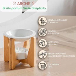 Brûle parfum en céramique laquée et bambou Simplicity arche, design moderne, idée cadeau décoration intérieure