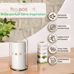 Brûle parfum et fondant en métal et céramique avec photophore – Accessoire pour cires et fondants parfumés