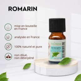 Photo de l'huile essentielle de romarin 10 ml – idéale pour aromathérapie, naturelle et conditionnée en France