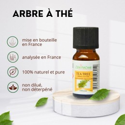 Huile essentielle arbre à thé 10ml naturelle pour aromathérapie, flacon made in France