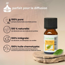 Huile essentielle arbre à thé 10ml naturelle pour aromathérapie, flacon made in France