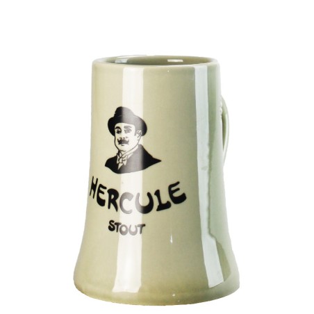 chope à bière en grès Hercule Stout 33 cl avec logo du détective