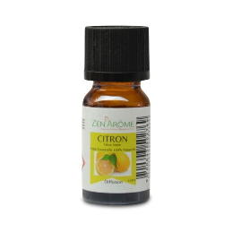 Huile essentielle de citron 100% naturelle en flacon de 10 ml, idéale pour l'aromathérapie et fabriquée en France.