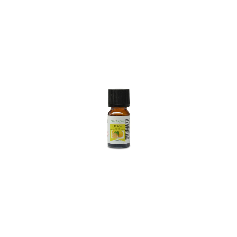 Huile essentielle de citron 100% naturelle en flacon de 10 ml, idéale pour l'aromathérapie et fabriquée en France.