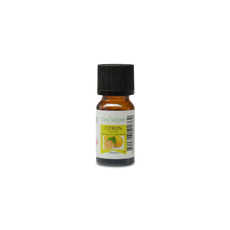 Huile essentielle de citron 100% naturelle en flacon de 10 ml, idéale pour l'aromathérapie et fabriquée en France.