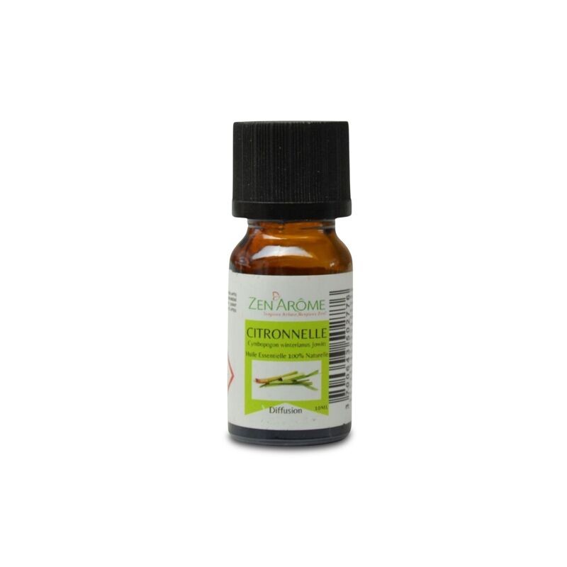 Huile essentielle citronnelle naturelle 10ml pour aromathérapie et bien-être, conditionnée en France