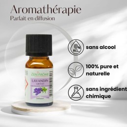 flacon d'huile essentielle lavandin grosso 100% naturelle pour aromathérapie