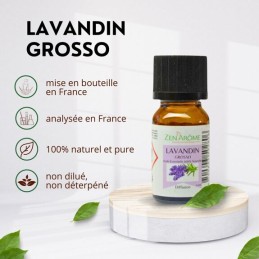 flacon d'huile essentielle lavandin grosso 100% naturelle pour aromathérapie