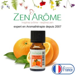 Flacon d'huile essentielle orange douce 10ml - 100% naturelle, aromathérapie, conditionnée en France