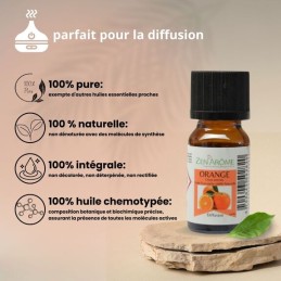 Flacon d'huile essentielle orange douce 10ml - 100% naturelle, aromathérapie, conditionnée en France