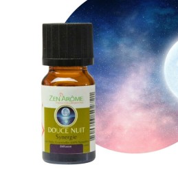 Flacon de 10 ml d'huile essentielle synergie douce nuit, mélange d'huiles essentielles à diffuser.