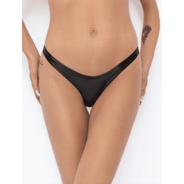 P010 String Powerwetlook L - Noir Handmade - Lingerie Femme