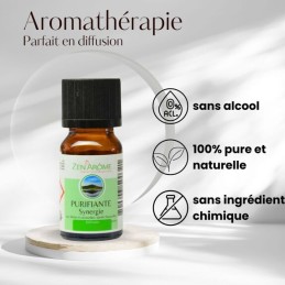 Flacon d'huile essentielle synergie purifiante de 10 ml, mélange d'huiles essentielles à diffuser, fabriqué en France