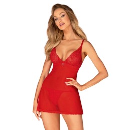 Chilisa babydoll et string - Rouge XS/S - Obsessive - Lingerie Femme
