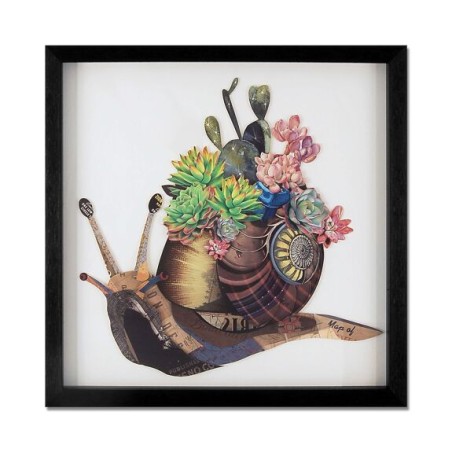 Tableau mural en peinture collage 3D escargot avec fleurs, multicolore