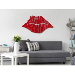 Tableau mural en métal rouge avec motif de lèvres - décoration murale originale