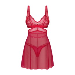 Cupide Desir babydoll et String - Rouge S/M
