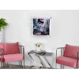 Impression sur aluminium Audrey Hepburn multicolore, tableau artistique décoration murale