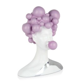 Sculpture en résine femme aux bulles couleur lilas, objet décoratif moderne