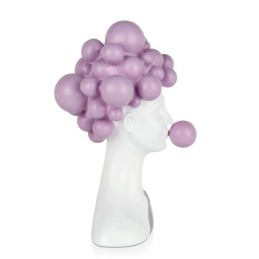 Sculpture en résine femme aux bulles couleur lilas, objet décoratif moderne