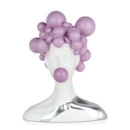 Sculpture en résine femme aux bulles couleur lilas, objet décoratif moderne