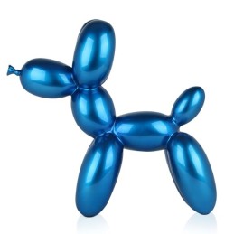 Sculpture décorative en résine, forme de chien ballon, coloris bleu, ADM