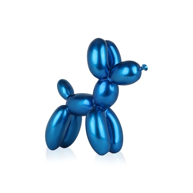 Sculpture décorative en résine, forme de chien ballon, coloris bleu, ADM