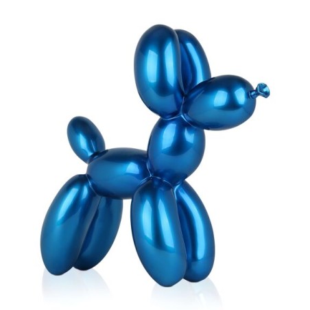 Sculpture décorative en résine, forme de chien ballon, coloris bleu, ADM