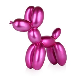 sculpture chien ballon en résine couleur fuchsia décoration intérieure