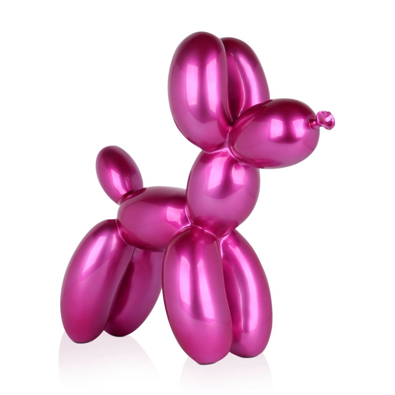 sculpture chien ballon en résine couleur fuchsia décoration intérieure