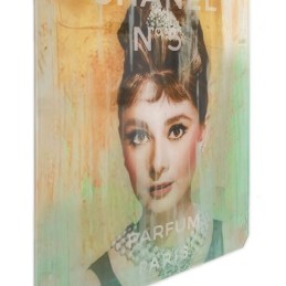 impression sur plexiglas hommage à audrey hepburn multicolore décor mural élégant