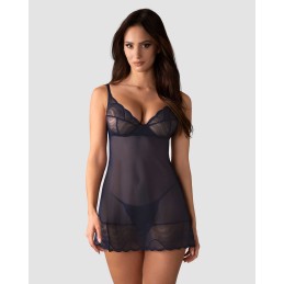 Nightly Blue nuisette et string - Bleu XL/XXL - Obsessive - Lingerie Femme
