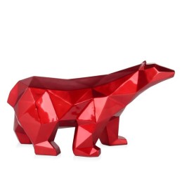 Sculpture en résine ours polaire à facettes rouge – design contemporain pour décoration intérieure