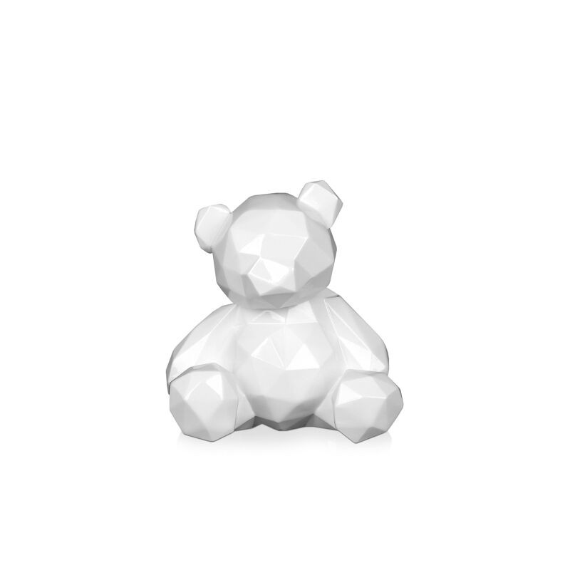 sculpture en résine petit ours blanc à facettes pour décoration intérieure moderne