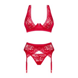 Lacelove ensemble 3 piéces - Rouge XS/S
