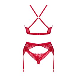 Lacelove ensemble 3 piéces - Rouge XS/S