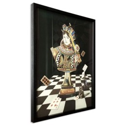 Tableau mural collage 3D Chess Queen en couleurs vives, style artistique moderne pour décoration intérieure